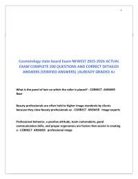 Cosmetology state board Exam NEWEST 2025-2026 ACTUAL EXAM COMPLETE 200 QUESTIONS AND CORRE