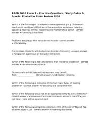 RSED 3000 Exam 2 – Practice Questions, Study Guide & Special Education Exam Review 2026-11