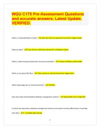 WGU C175 Pre-Assessment Questions and accurate answers. Latest Update. VERIFIED.