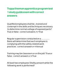Tvppa lineman apprentice program test 1 study guide exam with correct answers