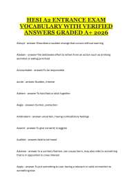 HESI A2 ENTRANCE EXAM VOCABULARY WITH VERIFIED ANSWERS