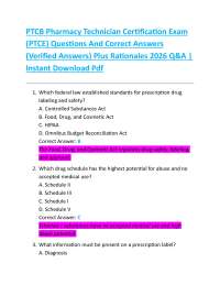 PTCB Pharmacy Technician Certification Exam: Questions & Answers 2026 update