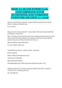 HESI A2 MATH FORMULAS, CONVERSIONS WITH QUESTIONS