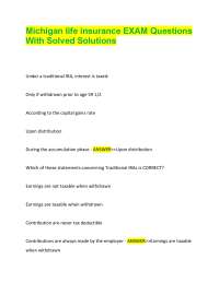 Michigan life insurance EXAM Questions With Solved Solutions
