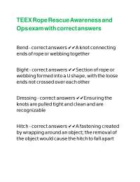 TEEX Rope Rescue Awareness and Ops exam with correct answers