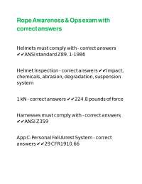 Rope Awareness & Ops exam with correct answers