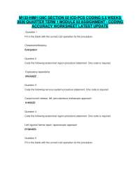 M132-HIM1126C Section 02 – ICD-PCS Coding 5.5 Weeks Quarter Term 1 Mod 02: Coding Accuracy