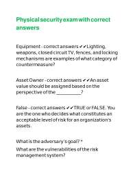Physical security exam with correct answers