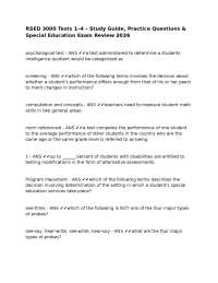 RSED 3000 Tests 1–4 – Study Guide, Practice Questions & Special Education Exam Review 2026
