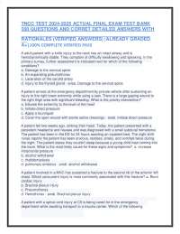 TNCC TEST 2025-2026 ACTUAL FINAL EXAM TEST BANK 300 QUESTIONS AND CORRET DETAILED ANSWERS