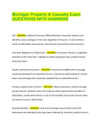 Michigan Property & Casualty Exam QUESTIONS WITH ANSWERS