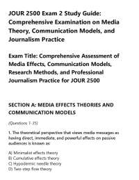 JOUR 2500 Exam 2 Study Guide: Comprehensive Examination on Media Theory, Communication Mod