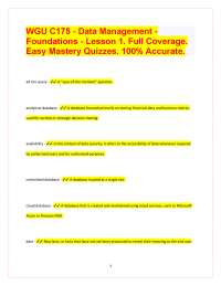 WGU C175 - Data Management - Foundations - Lesson 1. Full Coverage. Easy Mastery Quizzes
