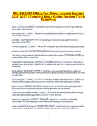 BUL 4421-001 Ethics Test Questions and Answers 2026–2027 Complete Study Guide, Passing Tip