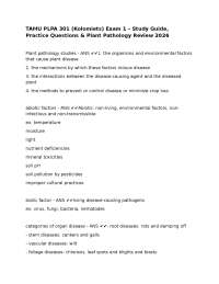 TAMU PLPA 301 (Kolomiets) Exam 1 – Study Guide, Practice Questions & Plant Pathology Revie