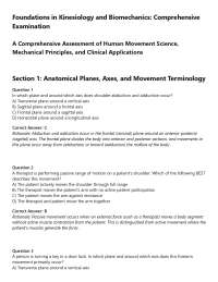 Foundations in Kinesiology and Biomechanics: Comprehensive Examination A Comprehensive Ass