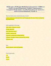 NUR 2356 / NUR2356 Multidimensional Care I (MDC 1) Exam 1 (Latest 2026/2027 Update) |