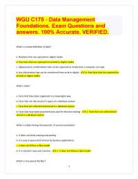 WGU C175 - Data Management Foundations. Exam Questions and answers. 100% Accurate. VERIF