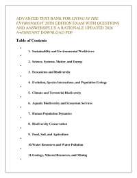 ADVANCED TEST BANK FOR LIVING IN THE ENVIRONMENT 20TH EDITION EXAM WITH QUESTIONS AND AN