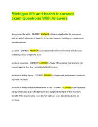 Michigan life and health insurance exam Questions With Answers
