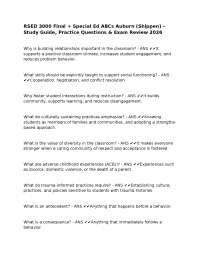 RSED 3000 Final + Special Ed ABCs Auburn (Shippen) – Study Guide, Practice Questions & Exa