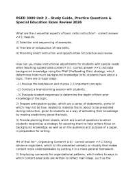 RSED 3000 Unit 3 – Study Guide, Practice Questions & Special Education Exam Review 2026-14