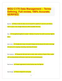 WGU C175 Data Management – Terms Defining. Full review, 100% Accurate. VERIFIED.