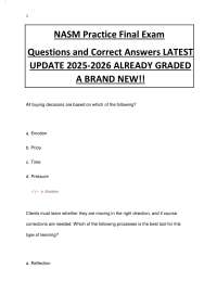 NASM Practice Final Exam Questions and Correct Answers LATEST UPDATE 2025-2026 ALREADY GRA
