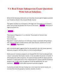 VA Real Estate Salesperson Exam Questions With Solved Solutions 2026
