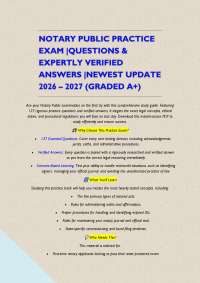 NOTARY PUBLIC PRACTICE EXAM |QUESTIONS & EXPERTLY VERIFIED ANSWERS |NEWEST UPDATE 2026 – 2