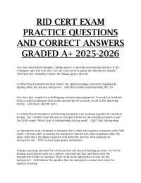 RID Certification Exam Practice Question & Correct Answer (2025–2026)