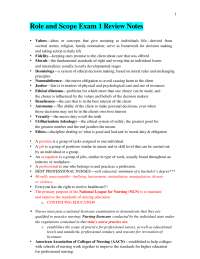 Role and Scope Exam 1 Review Notes