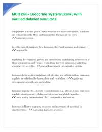 MCB 246 - Endocrine System Exam 3 with verified detailed solutions