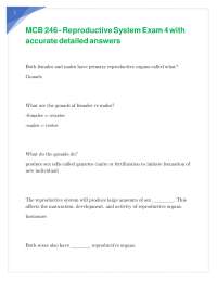 MCB 246 - Reproductive System Exam 4 with accurate detailed answers