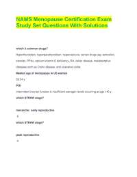 NAMS Menopause Certification Exam Study Set Questions With Solutions