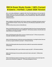RECA Exam Study Guide | 100% Correct Answers | Verified | Latest 2026 Version