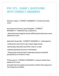 PSY 375 - EXAM 1 QUESTIONS WITH CORRECT ANSWERS
