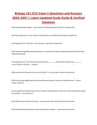 Biology 121 JCCC Exam 1 Questions and Answers 2026–2027 | Latest Updated Study Guide & Ver