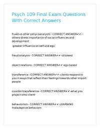 Psych 109 Final Exam Questions With Correct Answers.