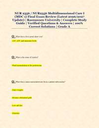 NUR 2356 / NUR2356 Multidimensional Care I (MDC 1) Final Exam Review (Latest 2026/2027