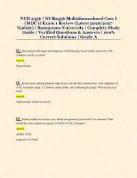 NUR 2356 / NUR2356 Multidimensional Care I (MDC 1) Exam 1 Review (Latest 2026/2027