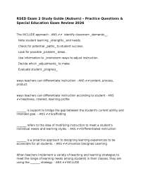 RSED Exam 2 Study Guide (Auburn) – Practice Questions & Special Education Exam Review 2026