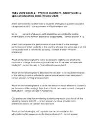 RSED 3000 Exam 2 – Practice Questions, Study Guide & Special Education Exam Review 2026-6.