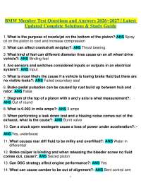 BMW Member Test Questions and Answers 2026–2027 | Latest Updated Complete Solutions & Stud