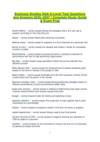 Business Studies AQA A-Level Test – 2026–2027 Complete Study Guide, Revision Notes & Exam