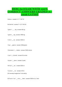 HESI A2 EXAM WITH 100% CORRECT ANSWERS GRADED A+