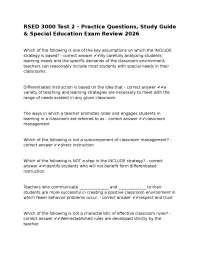 RSED 3000 Test 2 – Practice Questions, Study Guide & Special Education Exam Review 2026-8.