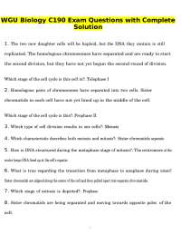 WGU Biology C190 Exam Questions with Complete Solution
