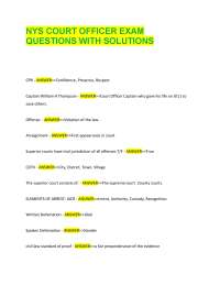 NYS COURT OFFICER EXAM QUESTIONS WITH SOLUTIONS