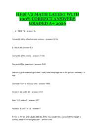 HESI V2 MATH LATEST WITH 100% CORRECT ANSWERS